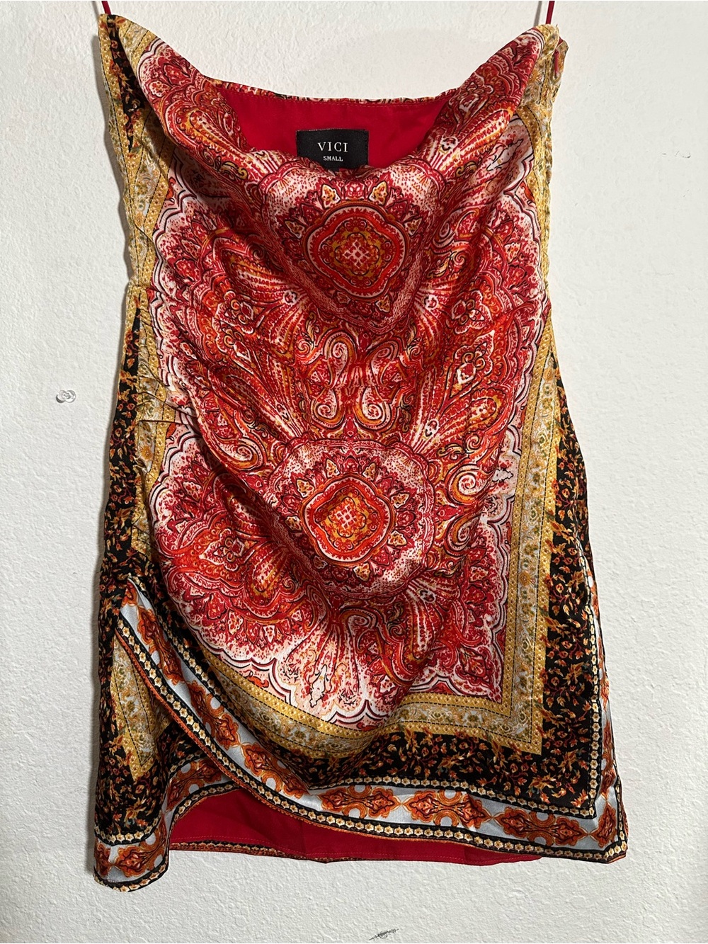 New Without Tags Vici Red Bandana Strapless Mini Dress Size Small